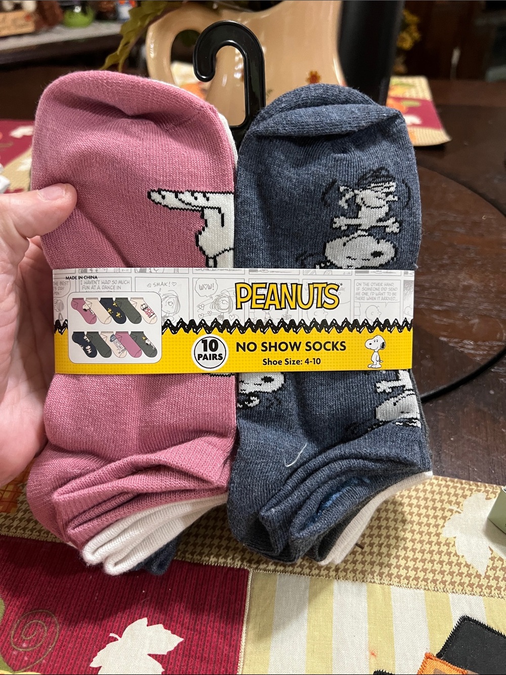 New Peanuts No-Show Socks - Pink & Gray (10 Pairs)